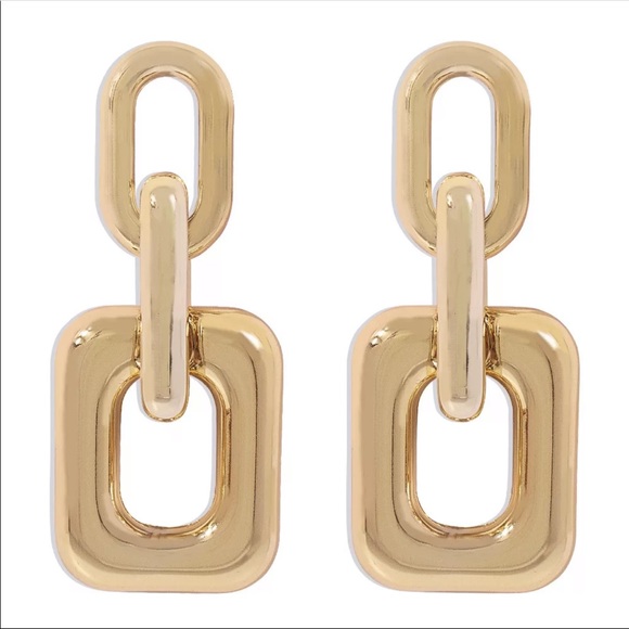 Drop chain earrings metal texture Cuban chain - Picture 5 of 5